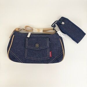 Vintage New With Tag Denim Crossbody Bag Purse Blue Jean Shoulder Bag